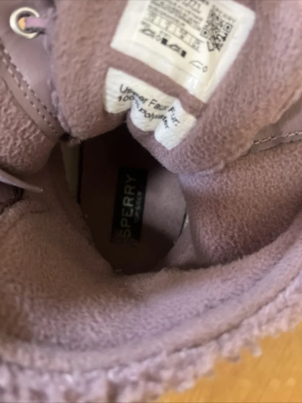SPERRY Quilted Saltwater Sherpa Duck Boot Wool Waterproof Snow Sz 7.5 Lavender